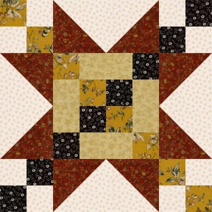 Frayed Sawtooth Star Quilt Block